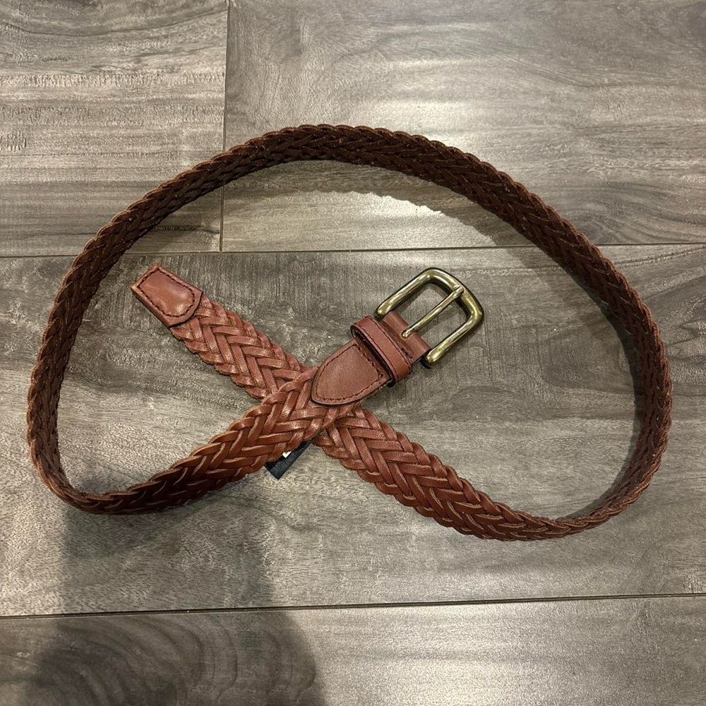 Men's Braided Leather Belt - Brown